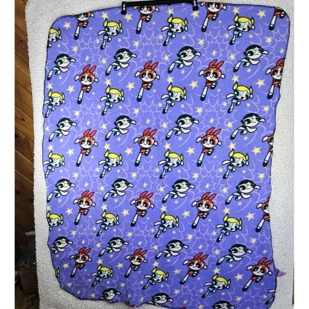 Vintage Powerpuff Girls Fleece Throw Blanket Y2K Cartoon Network Double Sided